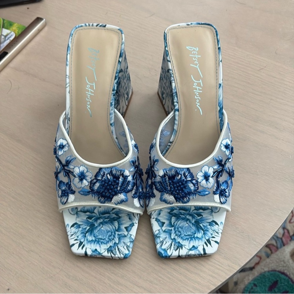 Blue beaded Betsey Johnson heels
